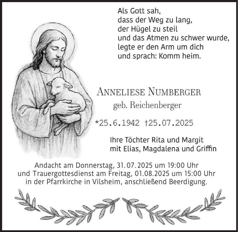 Traueranzeige Anneliese Numberger