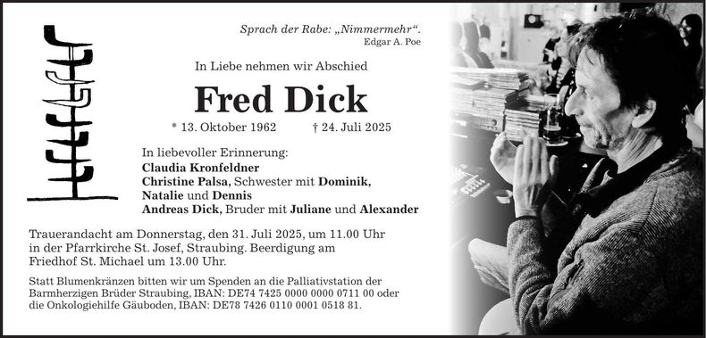 Traueranzeige Fred Dick