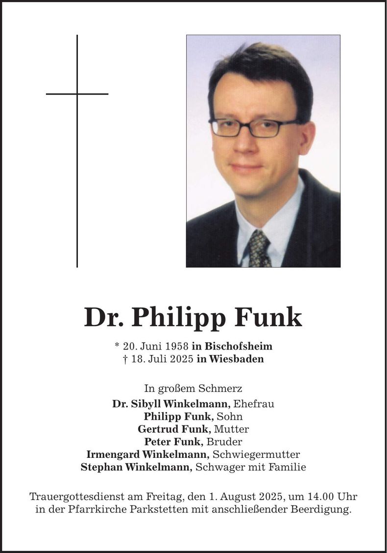 Traueranzeige Philipp Dr. Funk