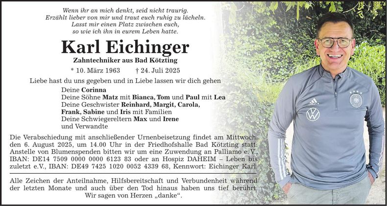 Traueranzeige Karl Eichinger