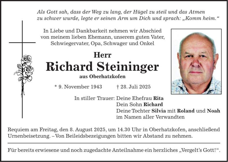 Traueranzeige Richard Steininger