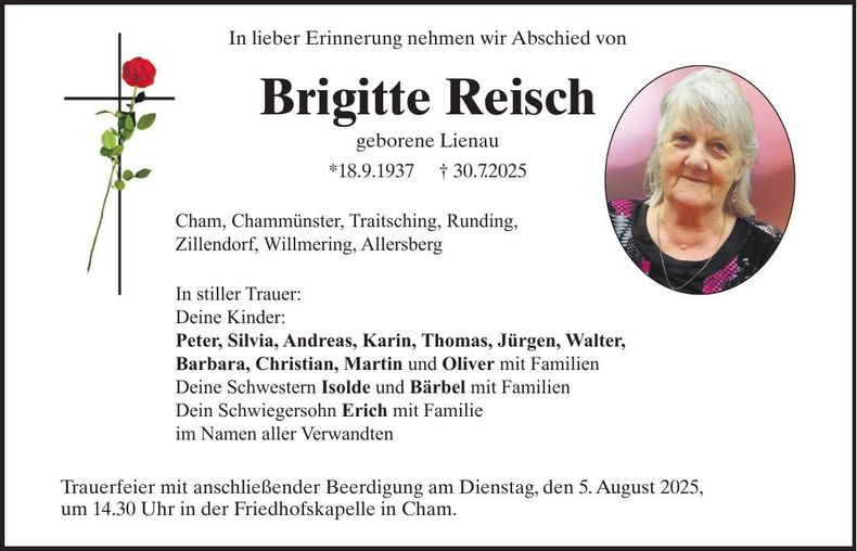 Traueranzeige Brigitte Reisch