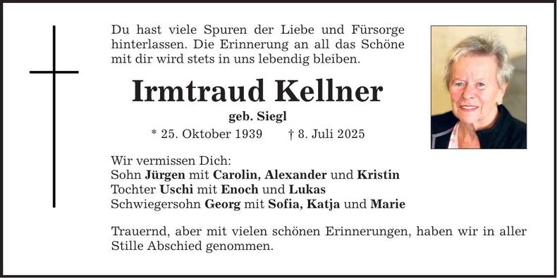 Traueranzeige Irmtraud Kellner