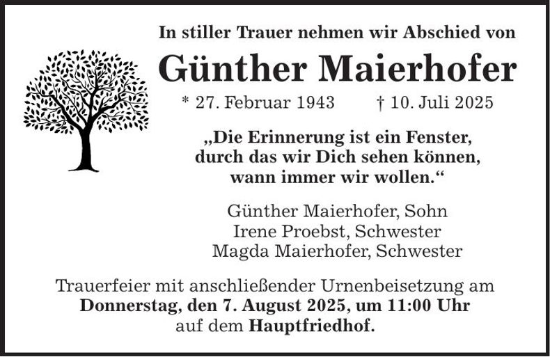 Traueranzeige Günther Maierhofer