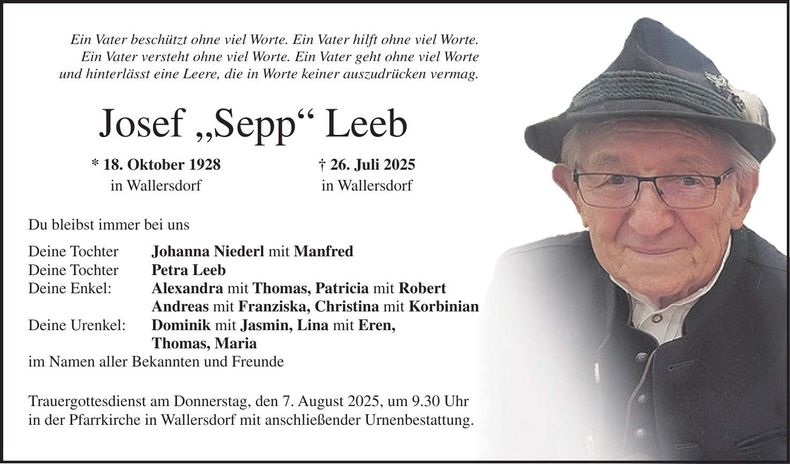 Traueranzeige Josef Leeb