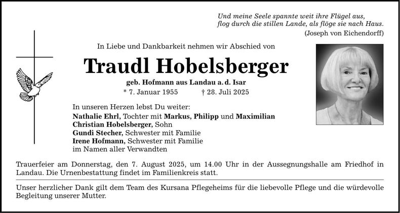 Traueranzeige Edeltraud Hobelsberger