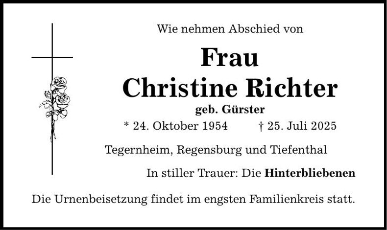 Traueranzeige Christine Richter