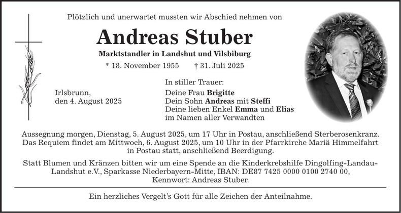 Traueranzeige Andreas Stuber