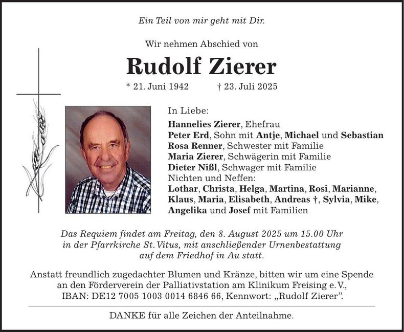 Traueranzeige Rudolf Zierer