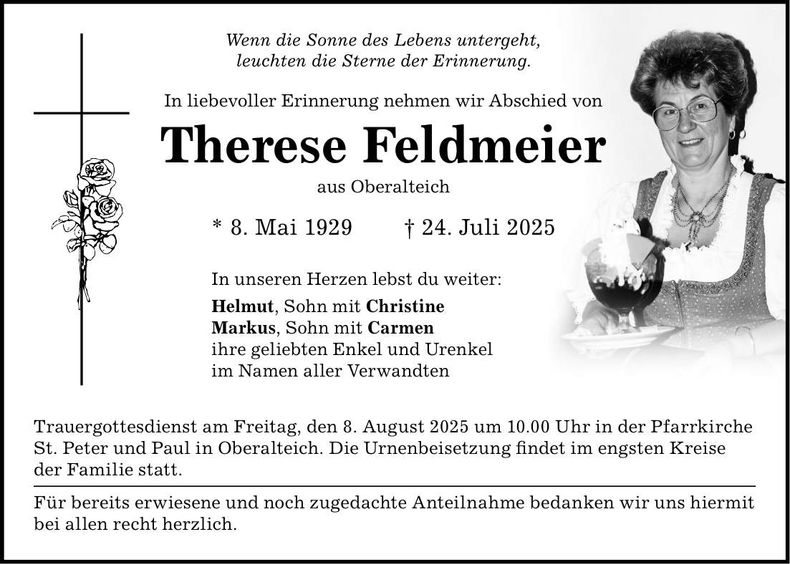Traueranzeige Therese Feldmeier
