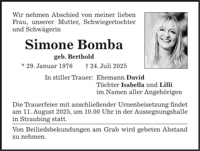 Traueranzeige Simone Bomba
