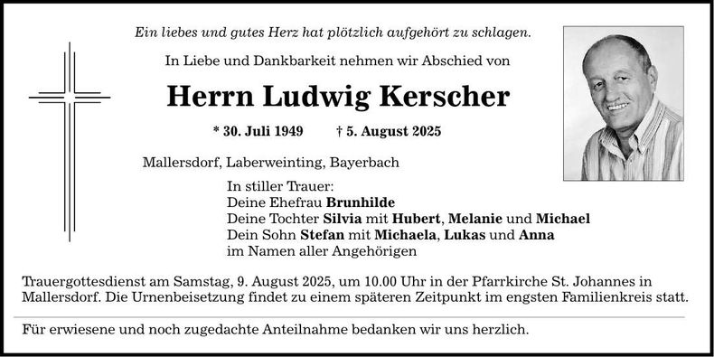 Traueranzeige Ludwig Kerscher