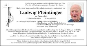 Traueranzeige Ludwig Pleintinger