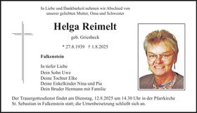 Traueranzeige Helga Reimelt