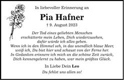 Traueranzeige Pia Hafner
