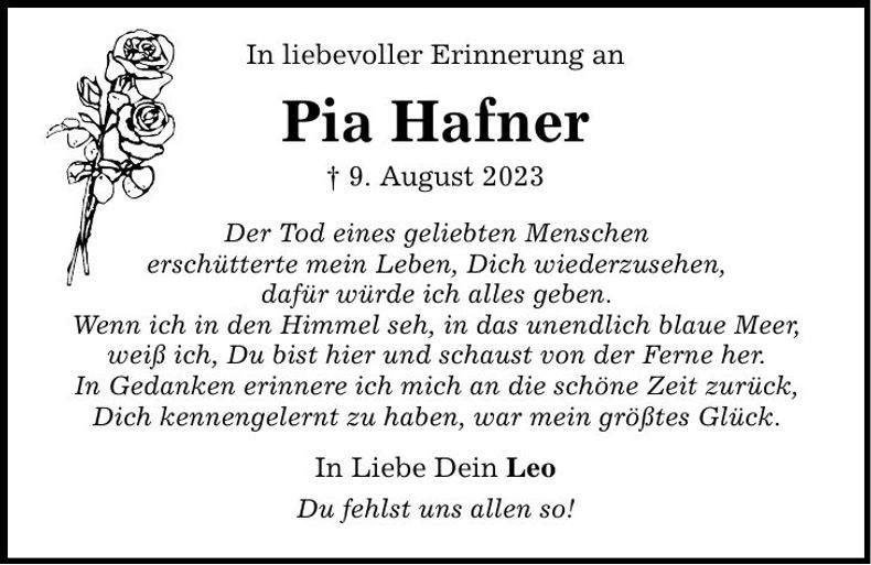 Traueranzeige Pia Hafner