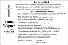 Traueranzeige Franz Wagner