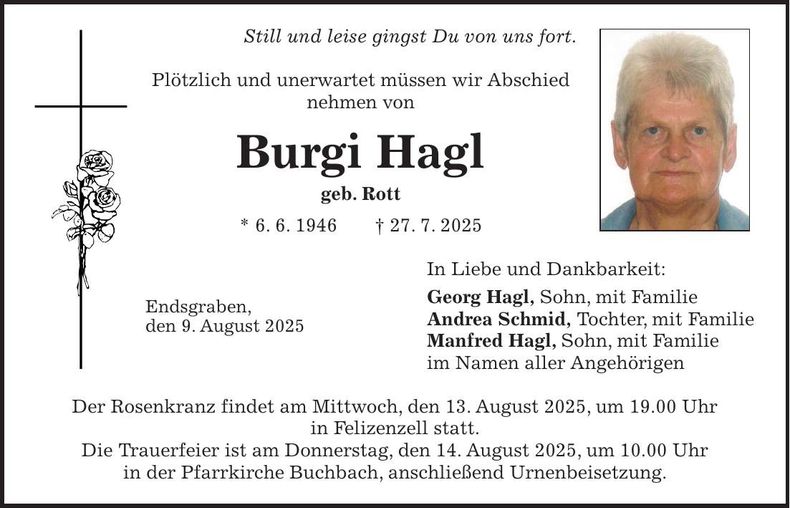 Traueranzeige Burgi Hagl