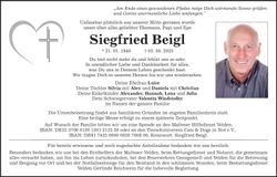 Traueranzeige Siegfried Beigl