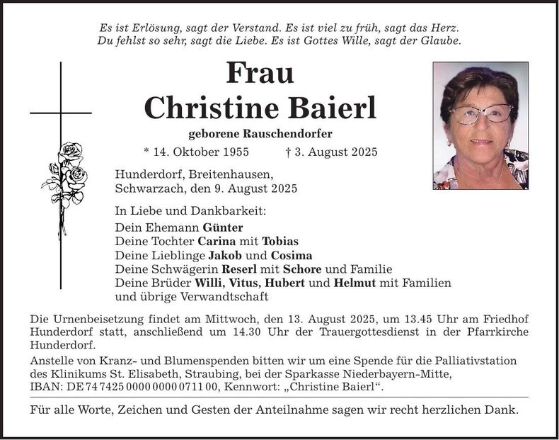 Traueranzeige Christine Baierl