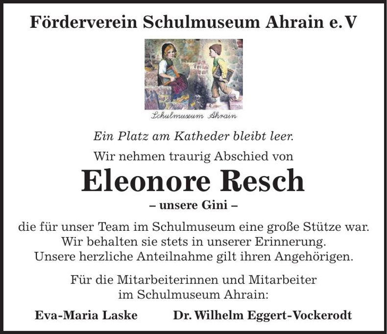 Traueranzeige Eleonore Resch