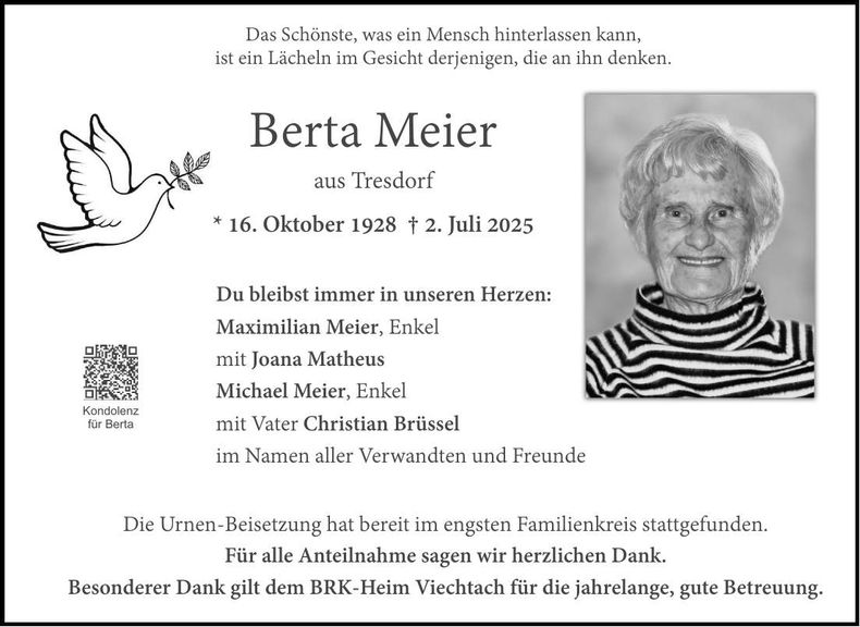 Traueranzeige Berta Meier