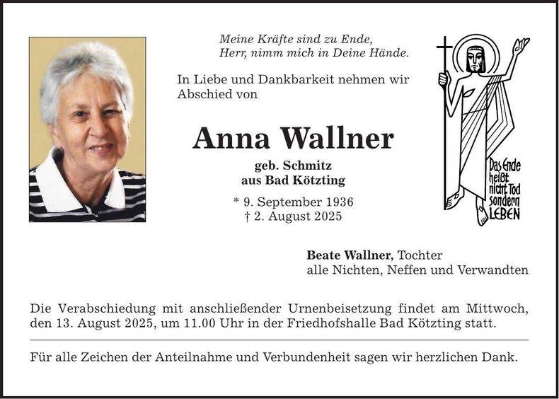 Traueranzeige Anna Wallner
