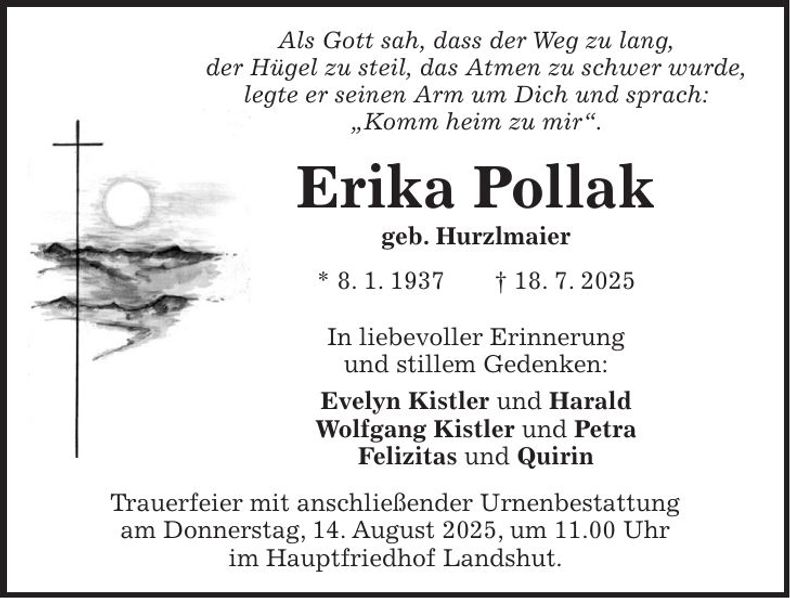 Traueranzeige Erika Pollak
