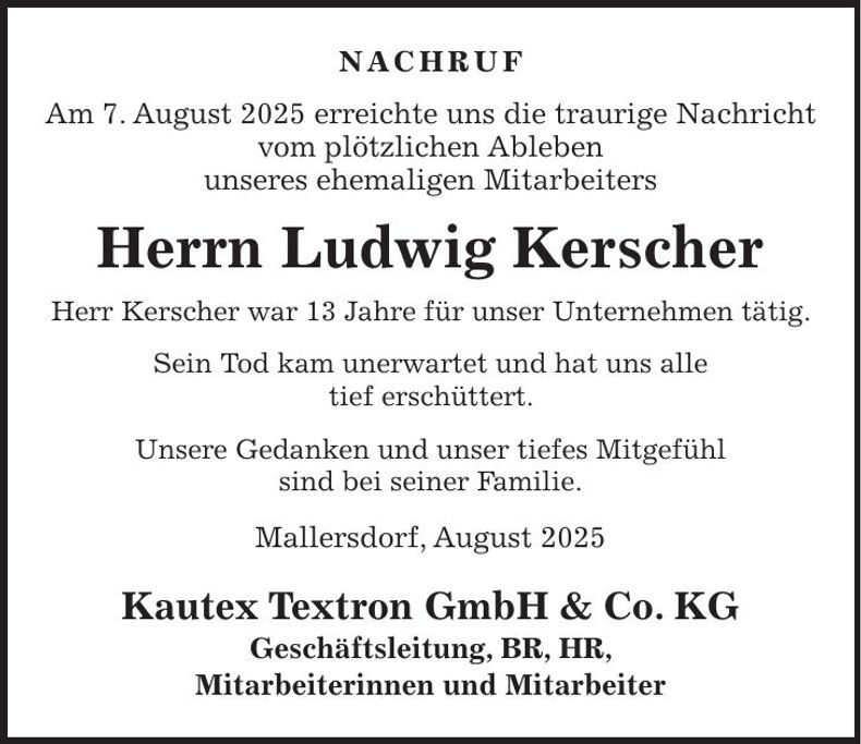 Traueranzeige Ludwig Kerscher
