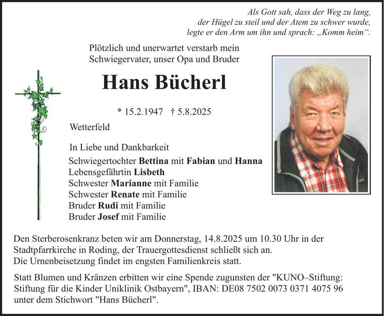 Traueranzeige Hans Bücherl