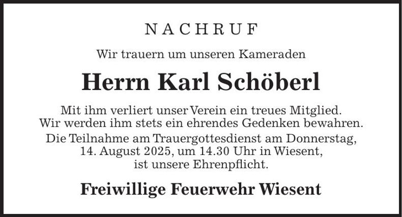 Traueranzeige Karl Schöberl