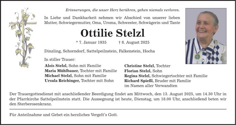 Traueranzeige Ottilie Stelzl