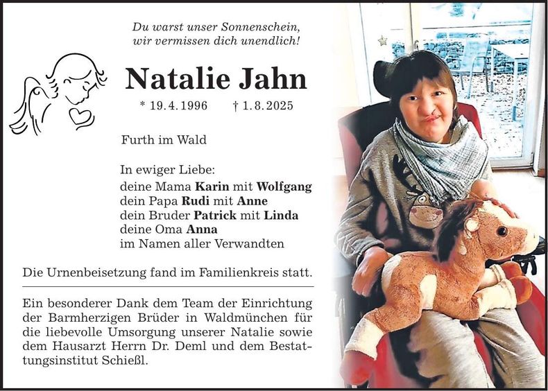 Traueranzeige Natalie Jahn