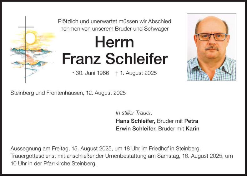 Traueranzeige Franz Schleifer