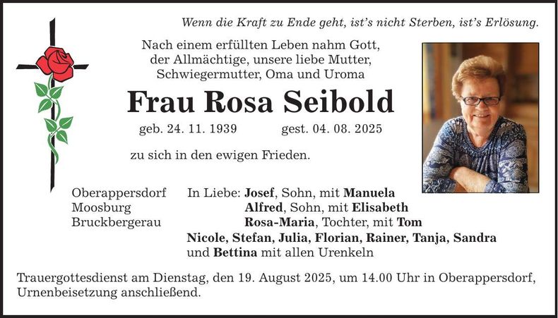 Traueranzeige Rosa Seibold