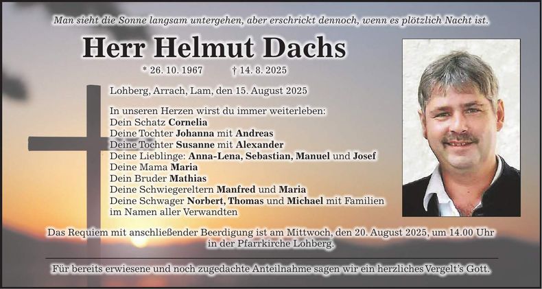 Traueranzeige Helmut Dachs