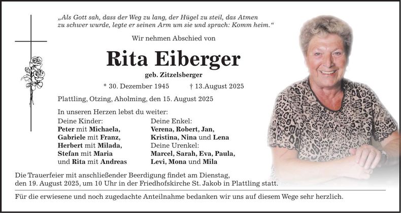 Traueranzeige Rita Eiberger