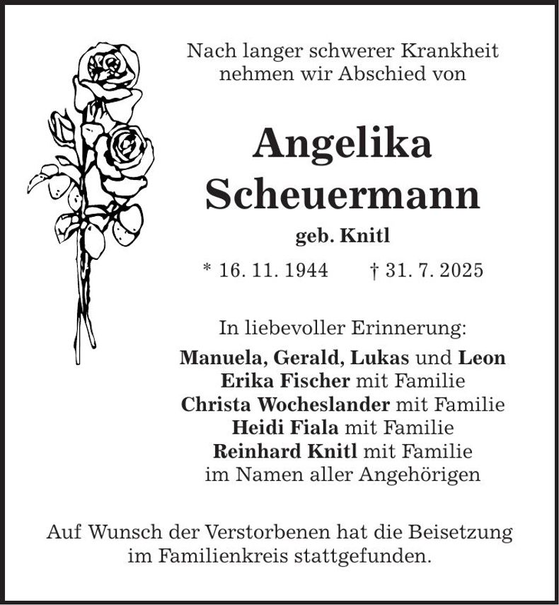 Traueranzeige Angelika Scheuermann