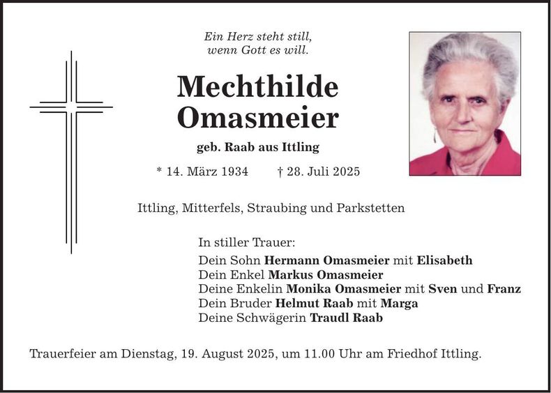 Traueranzeige Mechthilde Omasmeier