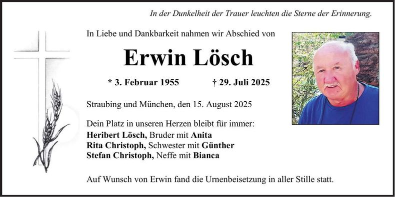 Traueranzeige Erwin Lösch