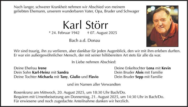 Traueranzeige Karl Störr