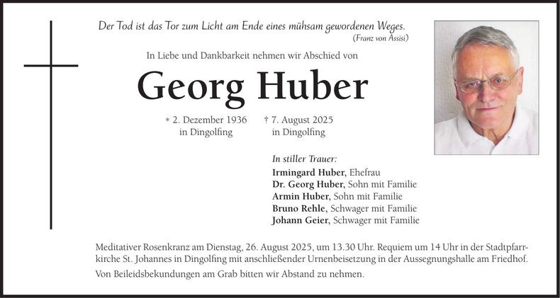 Traueranzeige Georg Huber