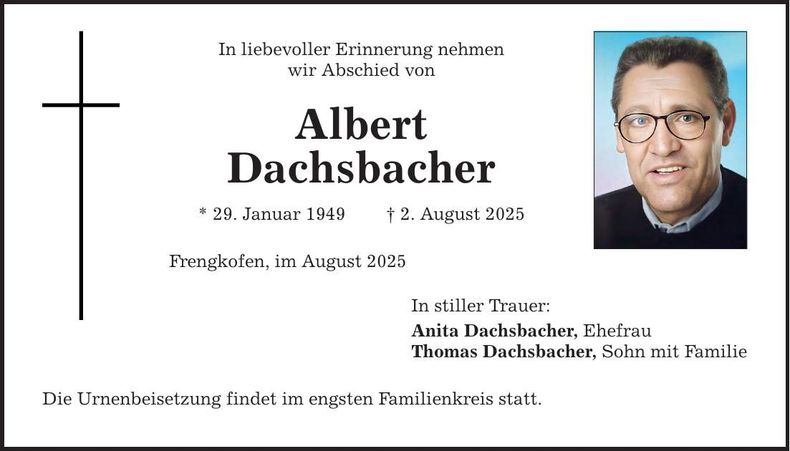 Traueranzeige Albert Dachsbacher