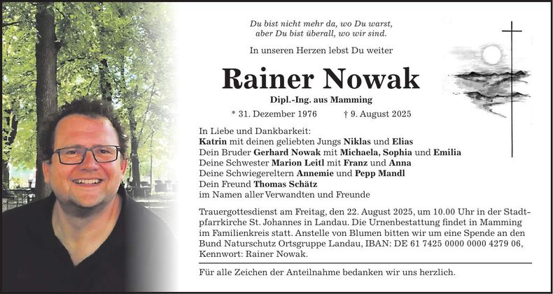 Traueranzeige Rainer Nowak