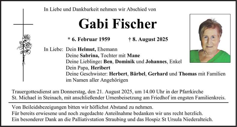 Traueranzeige Gabi Fischer