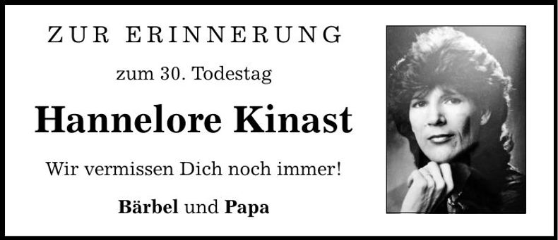 Traueranzeige Hannelore Kinast