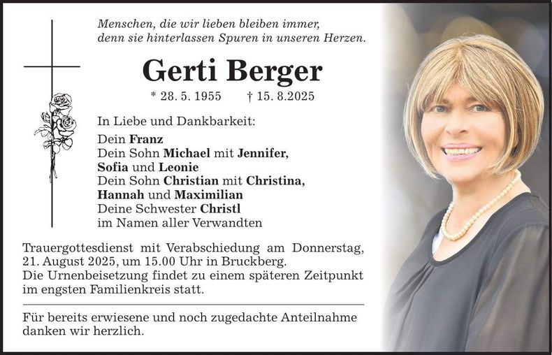 Traueranzeige Gerti Berger