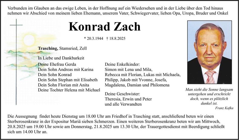 Traueranzeige Konrad Zach