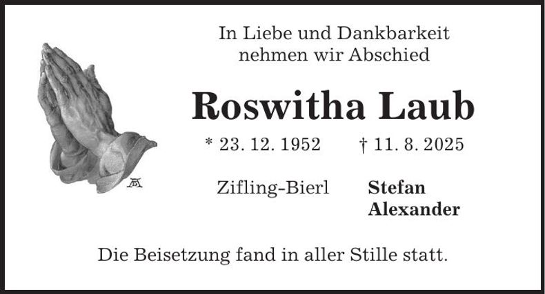 Traueranzeige Roswitha Laub
