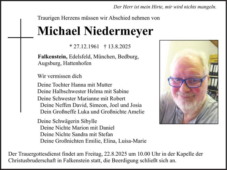 Traueranzeige Michael Niedermeyer